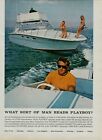 1970 Playboy What Sort of Man Reads Owns Powerboat Yacht Bikini Vintage Print Ad