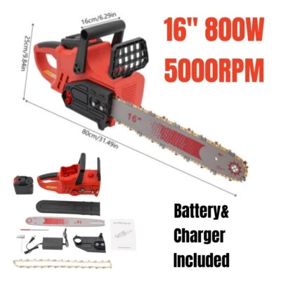 Motosierra a batería de 16" Sierra inalámbrica cortadora de madera con batería de litio 800W Foto 1 de 4