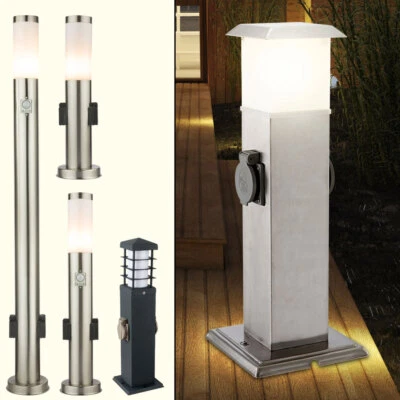 GLOBO Esterno Piantana Lampada LED Acciaio Inox Chiodi Sensore di Movimento Prese