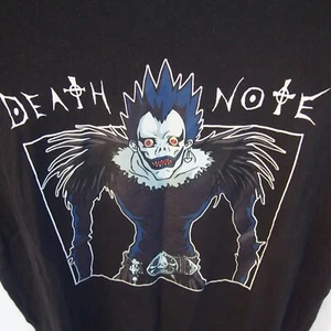 x2 Death Note men's black cotton t-shirts Sz. M Light Yagami and L print & Ryuk - Picture 1 of 12