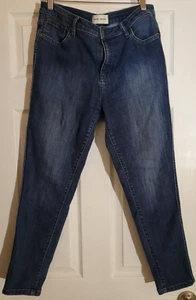 Pantalones de mezclilla ajustados Dish para mujer 32x26 azul oscuro pantalones de mezclilla cremallera mosca - Imagen 1 de 9