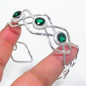 Chrome Diopside Gemstone 925 Sterling Silver Jewelry Adjustable Cuff Bracelet - Picture 1 of 1