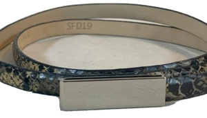 Saks Fifth Avenue leather snakeskin belt size Large tan black and brown chic - Picture 1 of 8