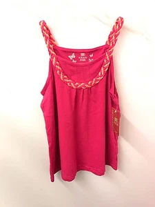 Tank Top XL GIRLS NWT Hot Pink & Orange Cotton Summer Shirt Top Stretchy - Picture 1 of 4