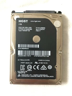 Genuine HGST 1TB 2.5" 5400rpm 6Gb/s Sata HDD 'thin' 7mm For All Laptops  - Image 1 of 2