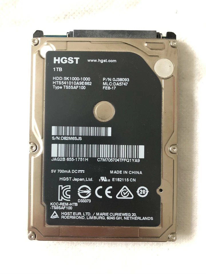 Genuine HGST 1TB 2.5" 5400rpm 6Gb/s Sata HDD 'thin' 7mm For All Laptops  - Image 1 of 2