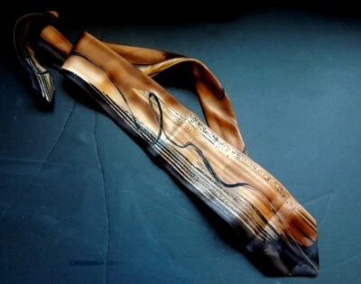 JERRY GARCIA 58” BROWN TAN NECKTIE “SMOKE SIGNAL” COLLECTION FIFTY-FOUR Foto 1 de 4