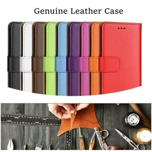 REAL LEATHER WALLET STAND CASE CARD POCKET FOR Samsung Galaxy Note 4 UK freepost - Picture 1 of 35