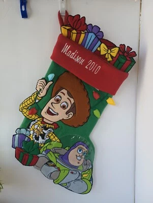 Medias de fieltro navideñas usadas personalizadas Disney Toy Story Woody Buzz Lightyear Foto 1 de 4
