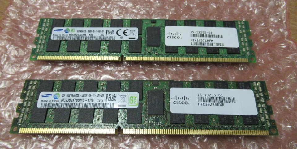 Cisco 32GB Kit (2 x 16GB) PC3L-10600R 4RX4 15-13255-01 UCS-MKIT-164RX-D Memory - Image 1 of 2