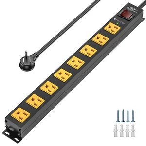 CRST 8 Outlet Heavy Duty Power Strip Surge Protector, 6 FT Power Cord/14AWG - Picture 1 of 7
