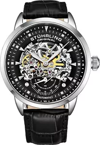 Orologio Stuhrling Executive Automatico Scheletro Da Uomo Carica Automatica Cinturino in Pelle - Foto 1 di 5