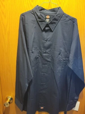 Camisa de trabajo Dickies LL516DN manga larga abotonada ventilación trasera azul marino para hombre talla 2XL nueva Foto 1 de 4