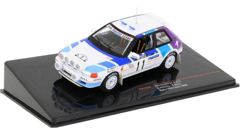 MAZDA 323 GTX #11 RALLYE FINLANDIA 1990 MIKKOLA HERTZ IXO RAC358B 1/43 GT-X