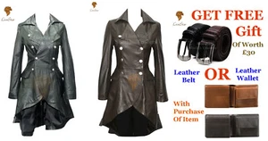Ladies Victoria Gothic Steampunk Vintage Military Edwardian Fancy Leather Coat - Picture 1 of 8