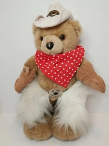 OZ Enterprises LoneStar orso peluche animale con chaps, cappello, bandana 1994 15" ed etichetta - Foto 1 di 11