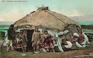 Postcard Eskimos and Their Igloo Early 1900s DB - Picture 1 of 2