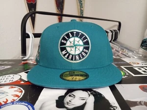 New Era 59Fifty Seattle Mariners Fitted Hat Side Patch Sky Blue UV Size 7 3/8 - Picture 1 of 8