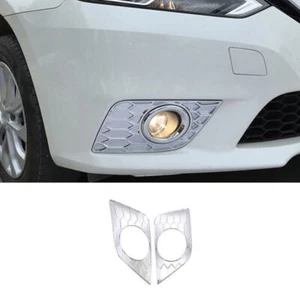 For Nissan Sentra 2016-2019 Chrome Front bumper Fog Light Lamp Frame Cover Trim - Picture 1 of 6