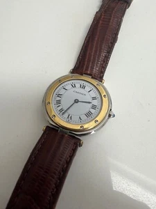 CARTIER SANTOS 18k GOLD & STEEL QUARTZ WRISTWATCH - WORKING ORDER - Picture 1 of 23