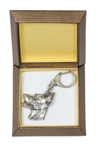 Doberman - silver plated keyring with image of a dog, in box, Art Dog USA - Picture 1 of 8