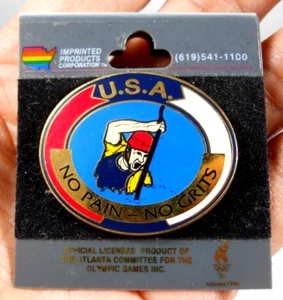 new vintage Atlanta 1996 canoe kayak/KAYAK No Pain No Grits USA Olympic pin - Picture 1 of 4