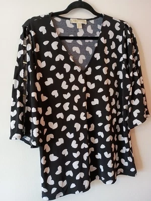 Michael Kors Negro Cuello en V Talla L Mangas Campana con Acentos Recortados  Foto 1 de 4