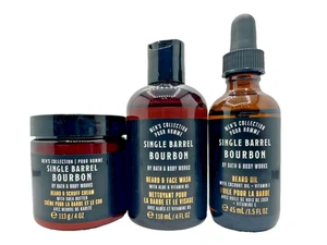 Bath & Body Works LOT of 3 SINGLE BARREL BOURBON Beard Face Wash Cream Oil - Picture 1 of 2
