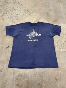 Vintage 90s Welding Company Work Promo Tee Single Stitch Faded Distressed Worn - Bild 1 von 11