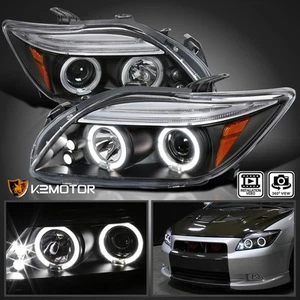 Black Fits 2005-2010 Scion tC LED Halo Projector Headlights Lamps Left+Right - Picture 1 of 13