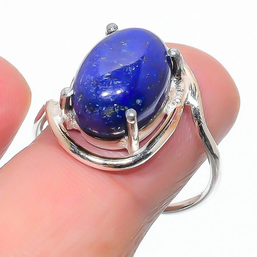 Lapis Lazuli Gemstone 925 Sterling Silver Jewelry All Size Ring For Gift - Image 1 of 1