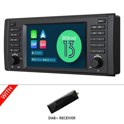 DAB+  6+64G Android 13 Radio DSP 7" Autoradio GPS Navi 4G LTE Für BMW 5er E39 M5 - Bild 1 von 4