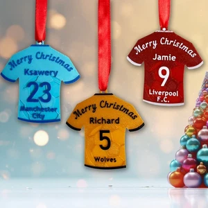 Chuchería de Navidad Personalizada - Adorno de Camisa de Fútbol - Decoración de Fútbol Personalizada - Imagen 1 de 10