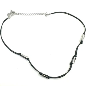 Chicos Chico's Black Cord Station Necklace Bars Minimalist Layering Retro - Picture 1 of 8