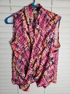 KUT From The Kloth Größe L Damen rosa Blumen ärmellose Stretch Wickelbluse - Bild 1 von 4