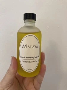 Malaya Organics feuchtigkeitsspendendes Körperöl - volle Größe 4,8 Oz Zitrus & Blüte - Bild 1 von 3