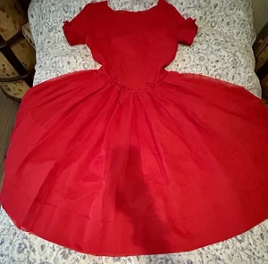 Vintage 50s Designer Chiffon Red Carpet Party Dress ~ Illusion Sheer Bottom S - Bild 1 von 14