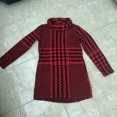JOE BROWNS DRESS Ladies UK 8 TUNIC red Check TURTLE FUNNEL NECK Short - Image 1 of 4