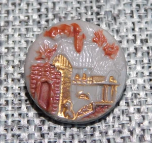 Antique Vtg Victorian Glass Picture Button   Aprx: 3/4"  #828-D - Picture 1 of 5