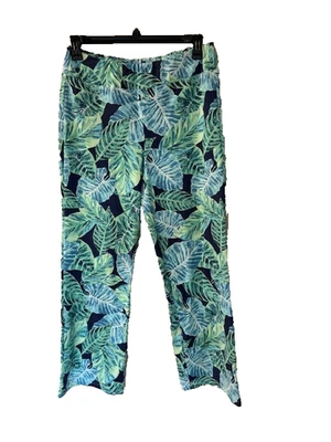Pantalones de tela J. McLaughlin CARMEL Catalina estampado de hojas verdes GRANDES L Foto 1 de 4