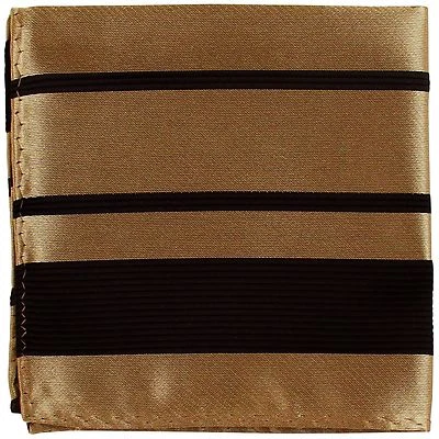 New Men's Polyester Woven pocket square hankie only black mocca pin stripes - Image 1 of 2