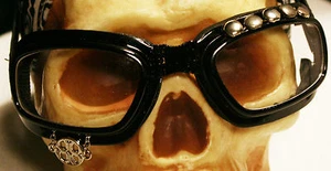 Postapokalyptisches Halloween Kostüm ~ schwarze Radfahrerbrille ~ The Silver Cycler - Bild 1 von 12