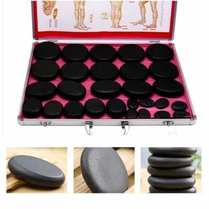 Hot Massagestein Set Wärmer Rock Kit Natur Basalt Steine mit Heizbox - Bild 1 von 35