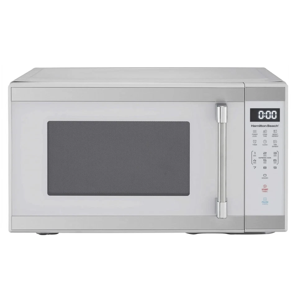 Horno microondas clásico de acero inoxidable con encimera de 1,1 pies cúbicos, 1.000 vatios, blanco Foto 1 de 4