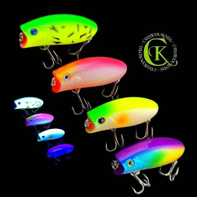 4x 5,5cm Popper Topwater Jerkbait Hardbait Glider Wobbler Raubfisch Kunstköder - Bild 1 von 1