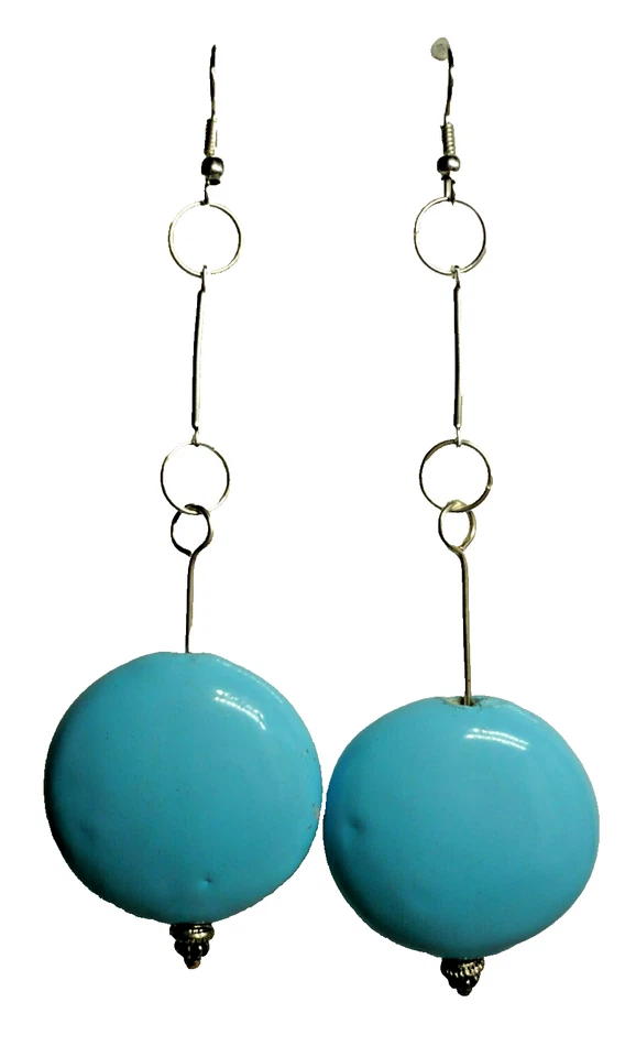 10,3 cm lange Ohrringe Ohrhänger türkis silber Folklore NEU + TOP - Bild 1 von 1