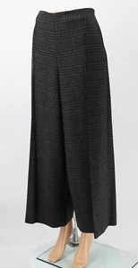 LANVIN RIVER 2015 WOMENS WIDE LEG PANTS TROUSERS GREY PLAID FR 40 RRP £540 EP - Picture 1 of 6