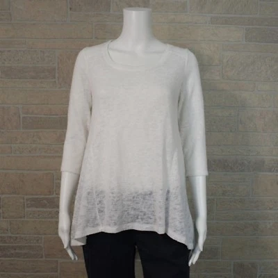 Camisa Suéter Túnica New York & Co Misses XS Blanca Suelta Tejida Dobladillo Alto Bajo Foto 1 de 4