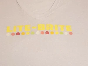 Lite Brite T Shirt Womens Size Small V Neck Blue Retro Nostalgic 70's 80's Toys - Picture 1 of 7