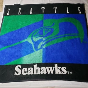 Vintage 90s Seattle Seahawks Biederlack Vintage Soft  Stadium Throw Blanket  - Picture 1 of 8